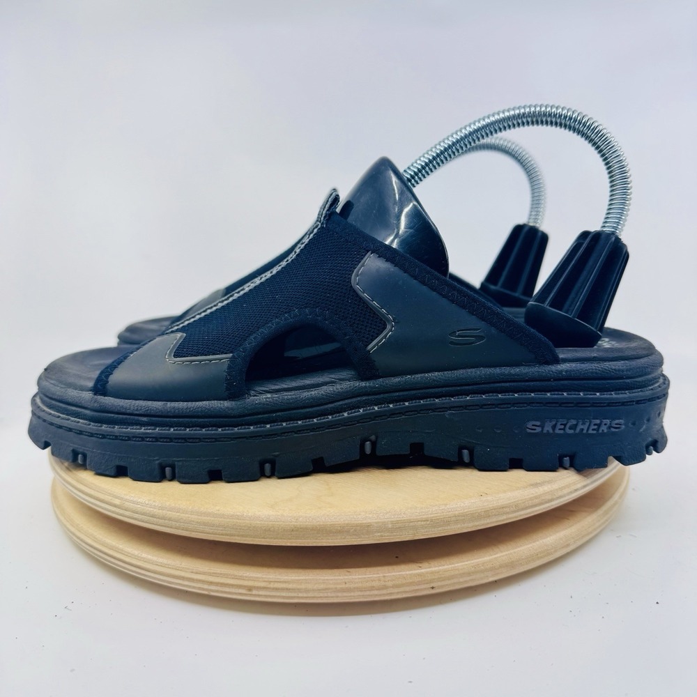 Skechers G-Tech Womens 7 Black Chunky Y2K Platform Slide Sandals Vintage 2000s